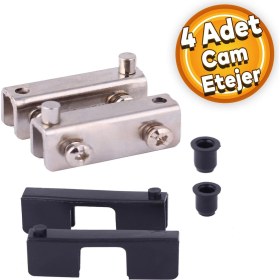 Resim Badem10 Cam Tutucu Etejer U Tipi Cam Raf Ahşap Menteşesi Nikel (4 Adet) 