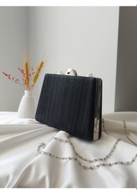 Resim Vivazzaluxe Simli Abiye Düğün Nişan Kadın Clutch Çanta Siyah 