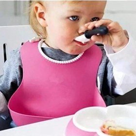 Resim Dökülme Engelleyici Silikon Bebek Mama Önlüğü - Pembe 0 - 6 Ay 