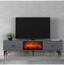 Resim Varna Tv Sehpası Şömineli Alt Modül Antrasit-antrasit 