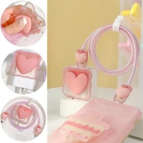 Resim Storemax Psr Aksesuar (5960) Pembe Kalp Şarj Aleti Kılıfı, Şarj Kablosu Örme Aparatı, Toparlayıcı, Kablo Koruyucu 18W/20W ile Uyumlu 