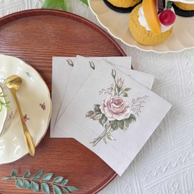 Resim 20 Adet Vintage Gül Çiçek Peçete 25.4x25.4cm - Düğünler, Doğum Günleri ve Çay Partileri İçin Mükemmel | Restoranlar ve Oteller İçin Şık Masa Dekoru Cadılar Bayramı, Noel Etkinliği ve Parti Malzemeleri Cadılar Bayramı&Noel 