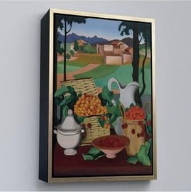 Resim Ahşap Çerçeveli Auguste Herbin Kirazlar Tablosu Altın 55 X 75, TTÇ.KNV7354FRM 