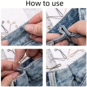 Resim 1 adet Ayarlanabilir Altın Metal Bel Sıkılaştırıcı Klips - Mükemmel Uyum için Görünmez Kot Düğme Pimi - Dayanıklı Çelik Top Klips Moda Aksesuarı, Noel & Cadılar Bayramı Hediyeleri için İdeal, Kıyafetler için Klipsler 