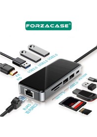 Resim Forzacase Type-c To Hdmı 5 Usb 3.0 Rj45 Usb-c 60w Tf Ve Sd Dönüştürücü 10in1 Hub - Fc1153 