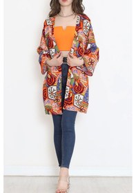 Resim Desenli Kimono Turuncu - 1658.1095. Çok Renkli 