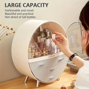 Resim 1 adet Çekmeceli Yuvarlak Kozmetik Organizatörü, Büyük Kapasiteli Plastik Makyaj Saklama Kutusu, Makyaj Masası Kozmetik Çantası, Şık ve Alan Tasarruflu, Makyaj Masası ve Banyo İçin 