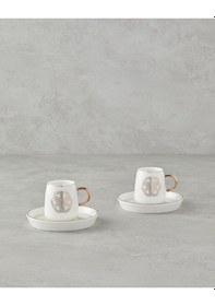 Resim Cladars Porselen 4 Parça 2 Kişilik Kahve Fincan Takımı 90 Ml Gold beyaz 