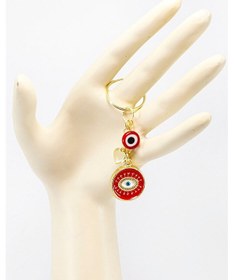 Resim El Yapımı Kırmızı Cam Nazar Boncuklu Salkım Kırmızı Göz Figürlü A 