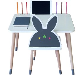 Resim Ahşap Çocuk Oyun ve Aktivite Masa Sandalye Takımı 