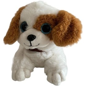 Resim Havlayan Sevimli Peluş Köpek 25 Cm Yatan Köpek Peluş 