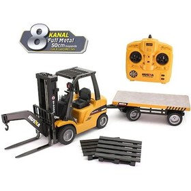 Resim HUINA 1/10 Yüksek Kalite RC Model Dorseli Forklift Uzaktan Kumandalı Metal İş Makinası - 2.4G 10 Kanal Full Fonksiyon Sesli ve Işıklı - 1576 