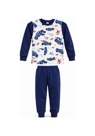 Resim Erkek Çocuk Pamuklu Desenli Pijama Takımı 6068-15 Lacivert Lacivert 