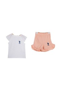 Resim Basic Krem Kız Bebek Fırfırlı Kısa Kollu Takım Krem 