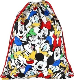 Resim Mickey Mouse and Friends Büzme İpli Sırt Çantası Tote Çanta, 15 1/2 İnç, Beyaz, One_Size, Büzme İpi 