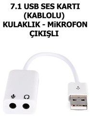 Resim Plus Bilişim Usb Ses Kartı Kablolu 3.5mm Uyumlu Kulaklık ve Mikrofon Çıkışlı, Usb Card, Usb Ses Harici 7.1 Kanal 