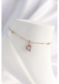 Resim Dodes Dodes 316l Çelik Gold Renk Renkli Zirkon Taşlı Kalp Halhal Tg27hh1609 Çok Renkli 