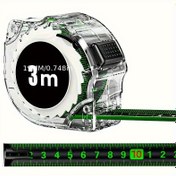 Resim 1 adet Yüksek Hassasiyetli Kendinden Kilitleme Floresan Çelik Ölçü Bandı - Lazer Mürekkep Kod Kutusu Tasarımı, 0, 1mm Hassasiyet, İnşaat ve DIY Projeleri için Net Görünüm Ekranı, Dayanıklı ABS Reçine, İnşaat Ölçü Bandı, DIY Proje Aracı, Şık Metalik Kaplama, Güçlü İnşaat 