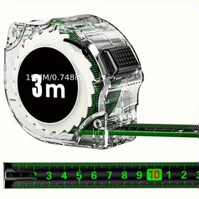 Resim 1 adet Yüksek Hassasiyetli Kendinden Kilitleme Floresan Çelik Ölçü Bandı - Lazer Mürekkep Kod Kutusu Tasarımı, 0, 1mm Hassasiyet, İnşaat ve DIY Projeleri için Net Görünüm Ekranı, Dayanıklı ABS Reçine, İnşaat Ölçü Bandı, DIY Proje Aracı, Şık Metalik Kaplama, Güçlü İnşaat 