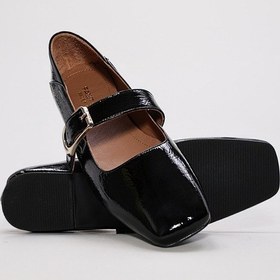 Resim Hakiki Deri Kadın Babet Ayakkabı 210za9757 Siyah Rugan 