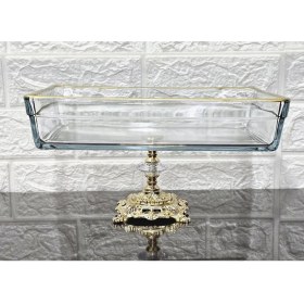 Resim Atabey Home Premıum Dikdörtgen Borcam 28 cm Döküm Gold Ayaklı & Sunumluk & Salatalık 