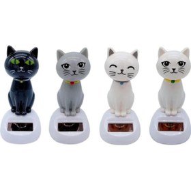 Resim Büro Ev Dekor İçin Solar Güneş Enerjili Sallanan Kedi Figürü 