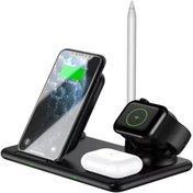Resim Ally W58 15W Qi Hızlı Şarj 4 in 1 iPhone+ Pro Uyumlu Kablosuz Şarj Standı 