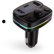Resim starefsane AFT-10 RGB Type-C FM Transmitter Müzik Oynatıcı Kablosuz Bağlantı Araç Şarjı Fm Transmitter Cihazı 