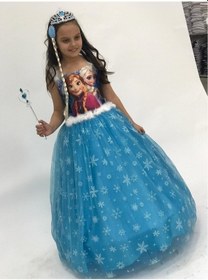 Resim Elsa Resimli Frozen Gelinlik-Abiye-Kotüm 