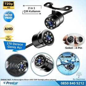 Resim Navistar AHD 720P 4 Pin Soketli Beyaz Ledli Kelebek ve Tampon uyumlu 6 MT 4 Pin Kablolu Kamera 