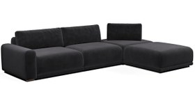 Resim Carle 339 x 210 Köşe Sol Kollu ve Puf - Kadife - Kül Gri / Açık 