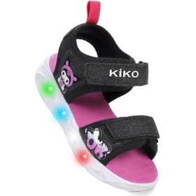 Resim Kiko Kids Kuromi Günlük Işıklı Cırtlı Kız Bebek Sandalet Ayakkabı Siyah 