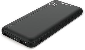 Resim Philips DLP1812PB 10.000 mAh Powerbank 2xUSB-A 2.1A, USB-C Çıkış, PD- Siyah 