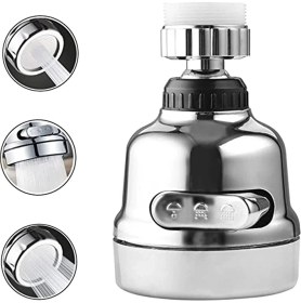 Resim Mena Rise Krom 3 Fonksiyonlu Mutfak Lavabo Başlığı 360 Derece Döner Musluk Ucu ( Lisinya ) 