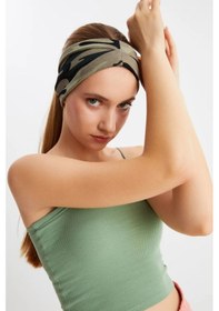 Resim 2'li Çift Taraflı Kullanım Alternatifli Pamuklu Penye, Kaymaz, Hafif, Spor Saç Bandı Bandana - Tek Ebat / Kamuflaj Kamuflaj 