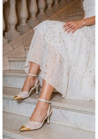Resim Fox Shoes Y752082806 Beyaz Dantel İnce Topuklu Kadın Ayakkabı 
