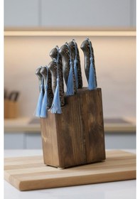 Resim El Yapımı Mutfak Seti 7li Stantlı Ahşap 