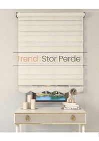 Resim Krem Etek Dilimli Zebra Stor Güneşlik Perde Kırık Krem 