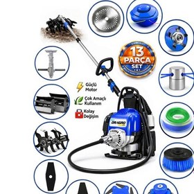 Resim Dragro German Drg-13 + Sırt Tipi Benzinli Ot Çalı Çim Biçme Tırpanı + Full Set Hediyeli M 