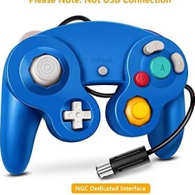Resim FIOTOK Gamecube Controller, Wii Nintendo Gamecube için Klasik Kablolu Kumanda (Mavi ve Kırmızı-2 Paket) 