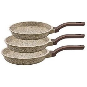 Resim OMS Fry Pan Döküm Granit 20-24-28 CM 3 Parça Kum Beji Tava Seti 3255 