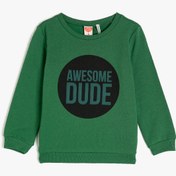 Resim Erkek Bebek Pamuklu Baskılı Bisiklet Yaka Sweatshirt 