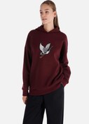 Resim Comfort Fit Kapüşonlu Nakışlı Kadın Bordo Sweatshirt Colin's