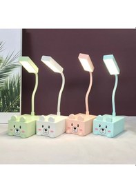 Resim Renkli Kablosuz Şarjlı Masaüstü Led Lamba Telefon Tutacaklı Pl-4900 