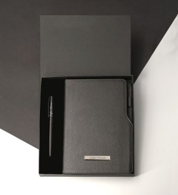 Resim gagga Babalar Gününe Özel Kutusunda Kişiye Özel Siyah Defter & Kişiye Özel Metal Roller Kalem Hediye Seti 