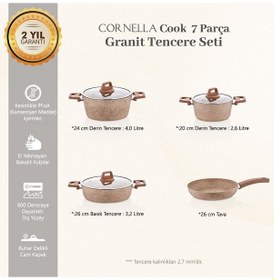 Resim Cornella Cook 7 Parça Granit Tencere Seti Cappicino 