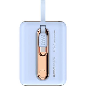 Resim Recci RPB-P12C PD 20W Askı İpli Hızlı Şarj Özellikli Type-C Kablolu Powerbank 22.5W 9000mAh - Beyaz 