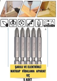 Resim KL HOME 5 ADET - Ph2 Boy= 50 Mm BİTS UÇ- ŞARJLI ELEKTRİKLİ MATKAP VİDALAMA APARATI 