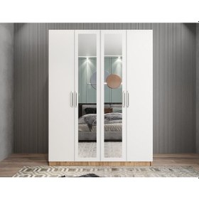 Resim Bevel 4 Kapaklı Gizli Çekmeceli Gardırop Çb 140 Cm - Montaj Dahil 