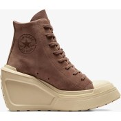 Resim Converse Chuck 70 De Luxe Wedge Kadın Kahverengi Deri Platform Sneaker 